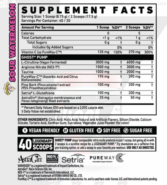 Ghost Pump V2 Non Stim Pre Workout 270g 40 Servings