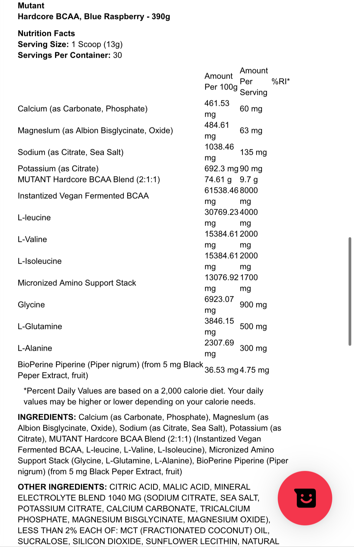 Mutant Hardcore BCAA 390g