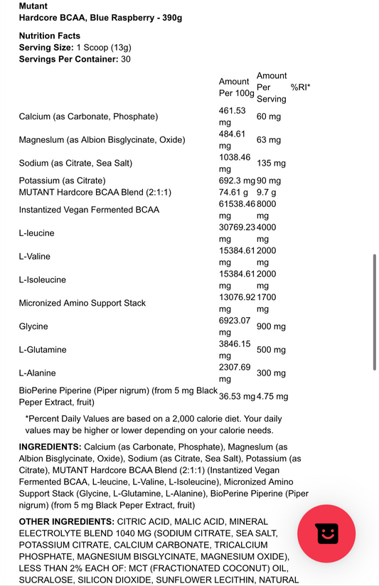 Mutant Hardcore BCAA 390g