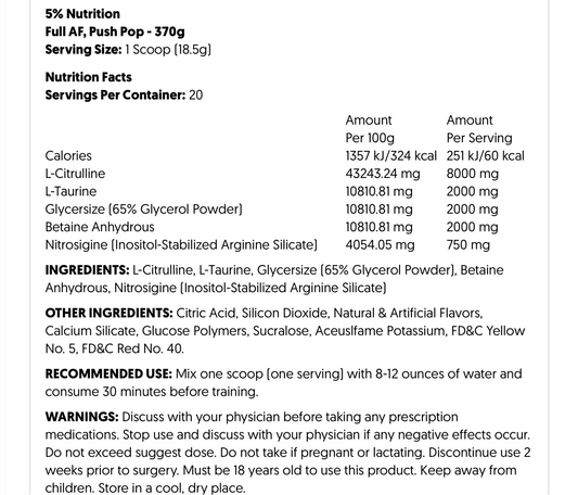 5% Nutrition Full AF Non Stim Pre Workout