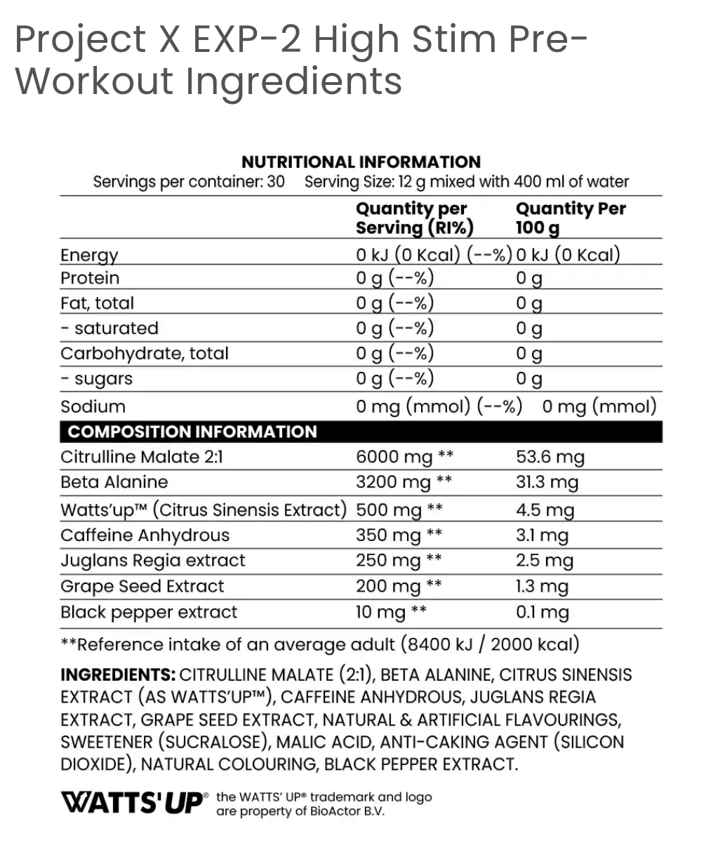 Project X EXP2 Pre Workout 30 Servings
