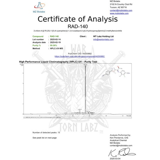 Wartorn Labz RAD140 10mg 60 Capsules