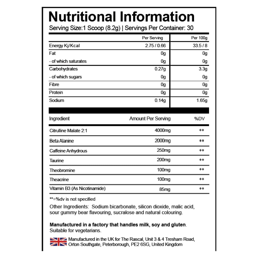 The Rascal Pre Workout 30 Servings