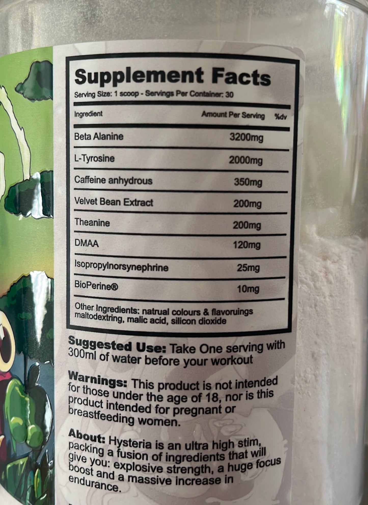 Hysteria Pre Workout 300g 30 Servings