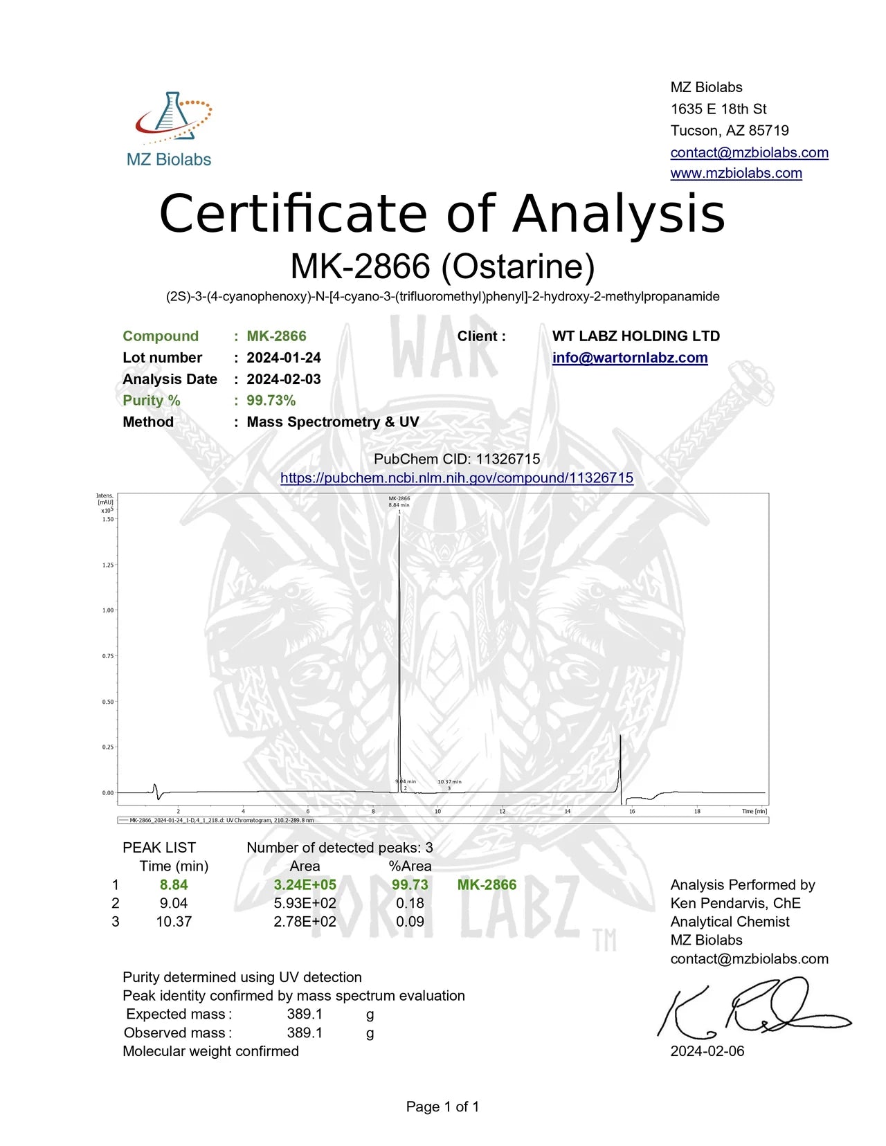 Wartorn Labz MK2866 Ostarine 60 Capsules