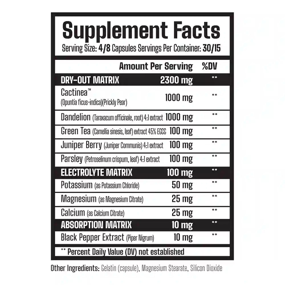 Muscle Rage Dry Out Natural Diuretic 120 Capsules