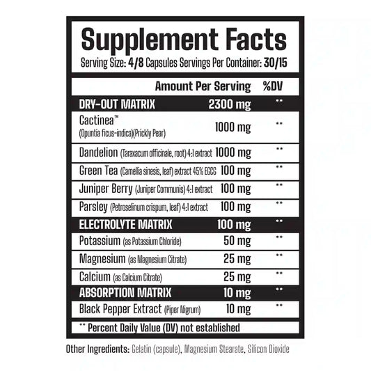 Muscle Rage Dry Out Natural Diuretic 120 Capsules