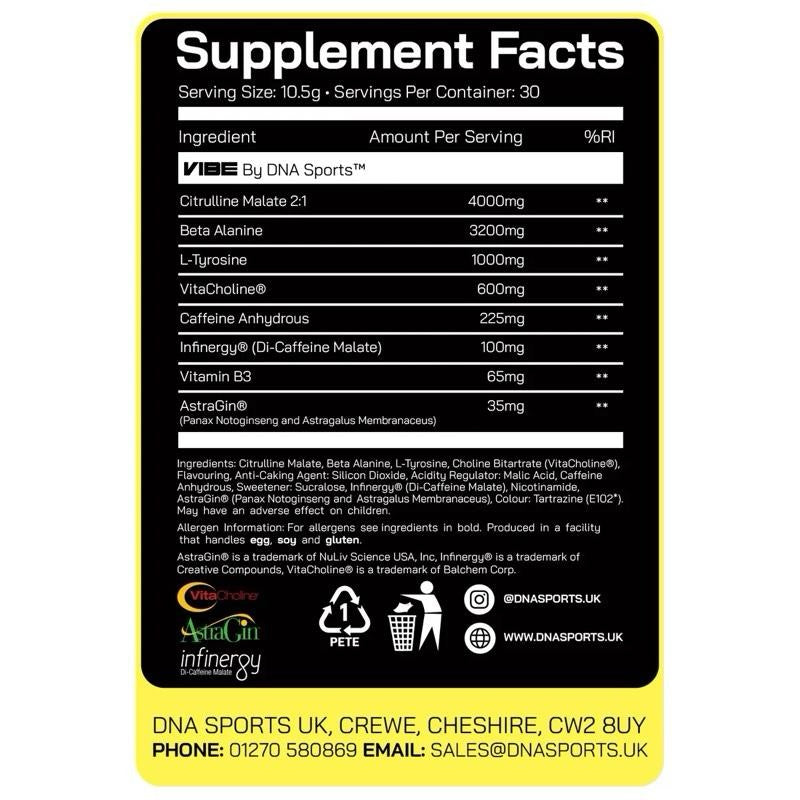 DNA Sports Vibe V2 Pre Workout 315g 30 Servings