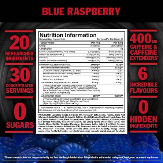 Mutant Madness Pre Workout 225g 30 Servings