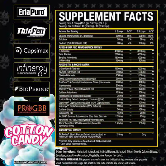 Xtremis Cartel El Jefe Fuego Thermogenic Pre Workout Cotton Candy Flavour 40/20 Servings