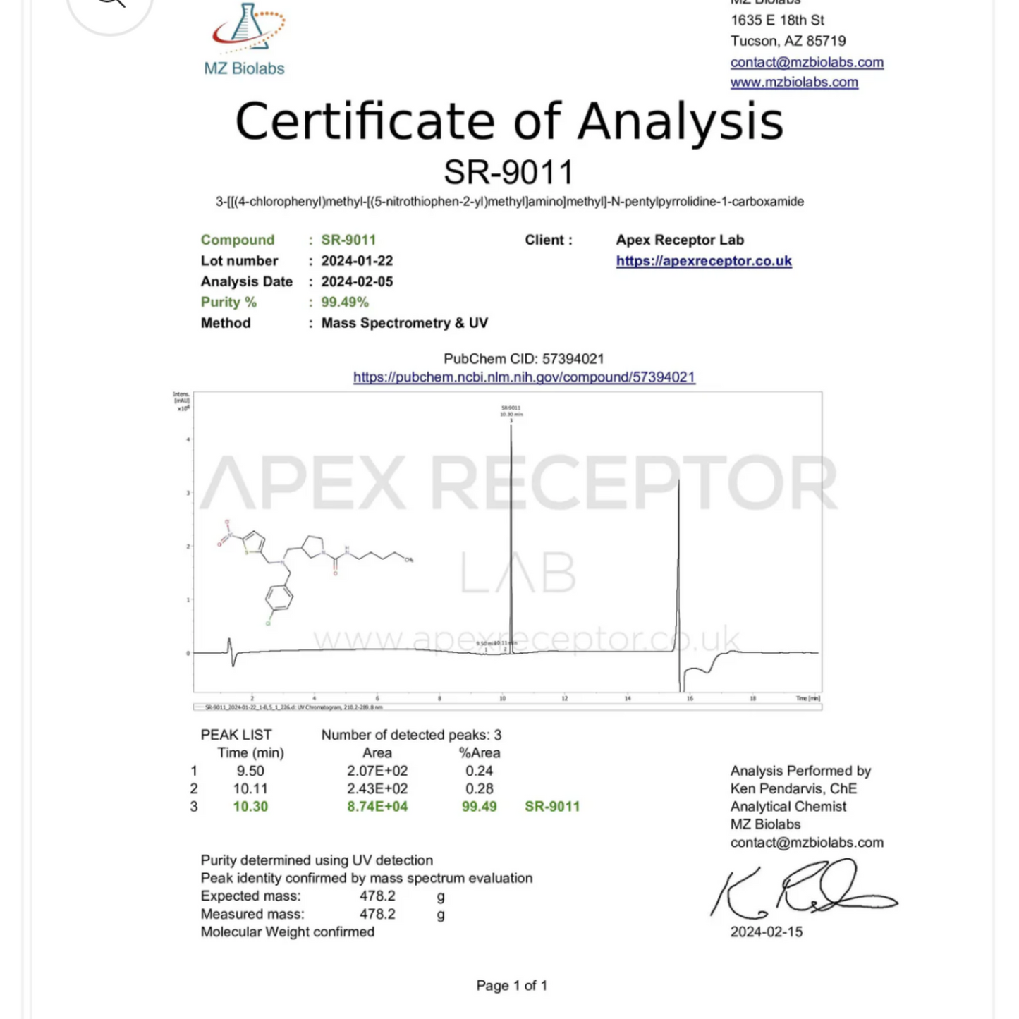 Apex Receptor SR9011 20mg/30ml Research Supplement