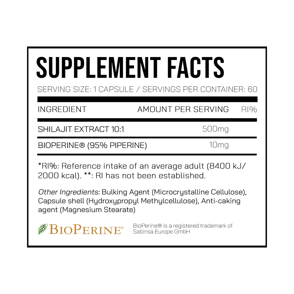 DNA Sports Shilajit 10:1 Extract 60 Capsules