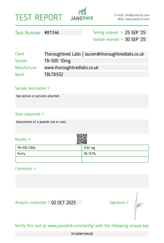 Thoroughbred Labs TB500 10mg Vial