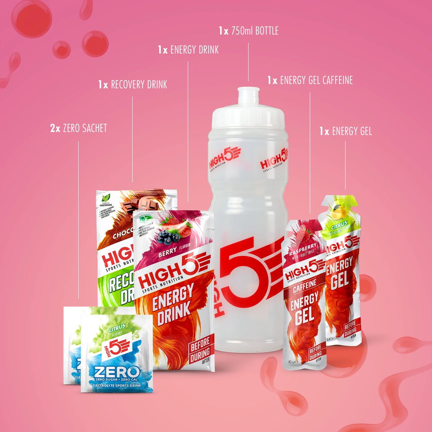 High5 Starter Pack Fitness Supplements Selection With Bottle