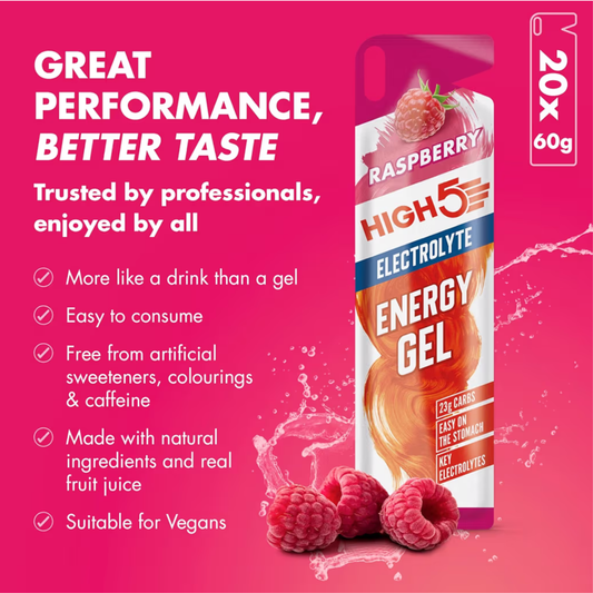 High5 Energy Gels with Electrolytes - (Raspberry, 20 x 60g)