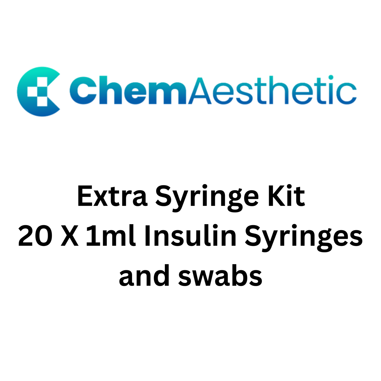 Chem Aesthetic Extra Syringe Kit (20 X Insulin Syringes and swabs (This product comes directly from ChemAesthetic)