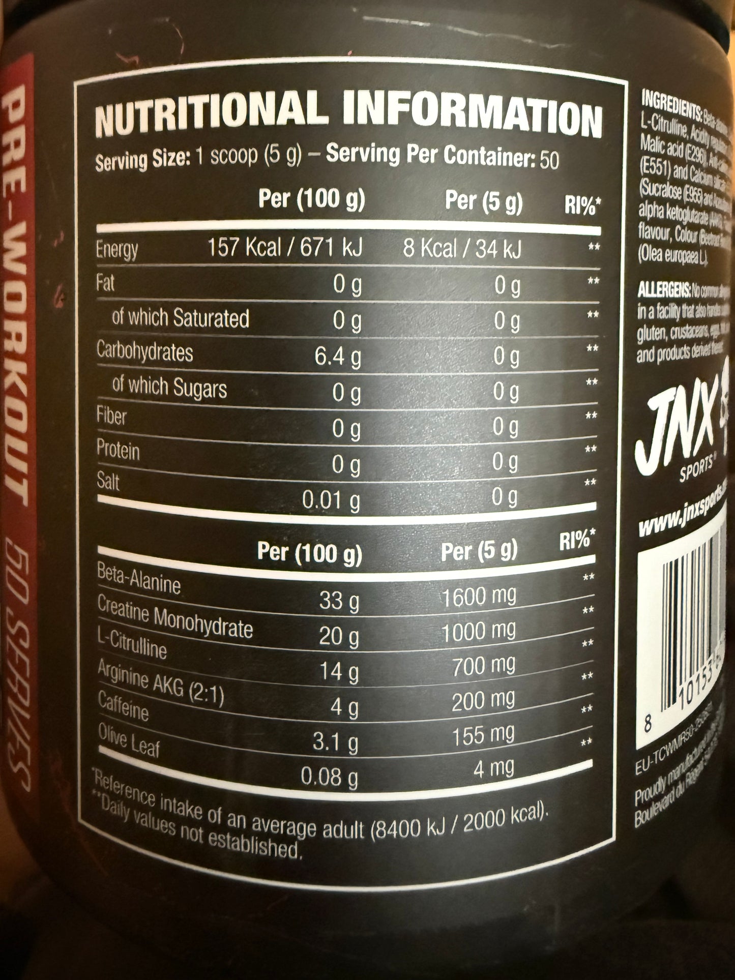 JNX Sports The Curse! Pre Workout 250g 50 Servings