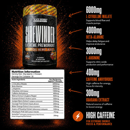Black Mamba Sidewinder Pre Workout 30 Servings