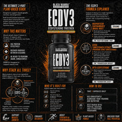 Black Mamba ECDY3 Ecdysterone Tristack 30 Servings, 90 Capsules