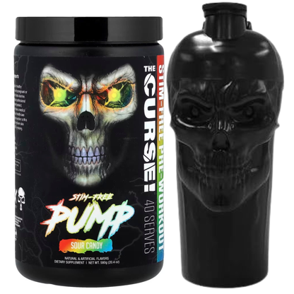 JNX The Curse! Pump Non Stim Pre Workout 580g 40/20 Servings With JNX Skull Shaker Bottle