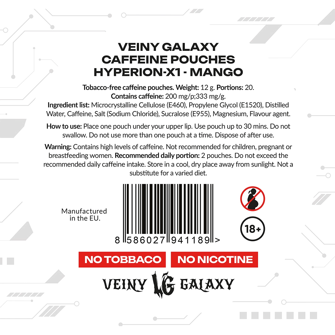 Veiny Galaxy Hyperion-X1 Caffeine Pouches 20 Portions