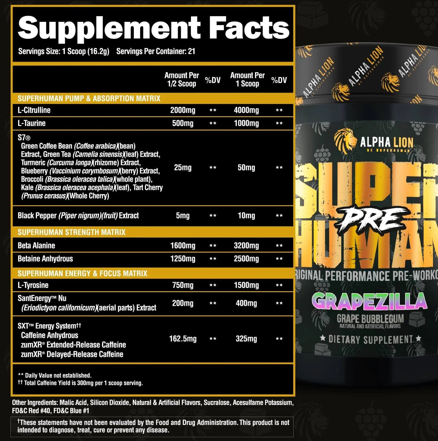 Alpha Lion Super Human Pre Workout 21 Servings