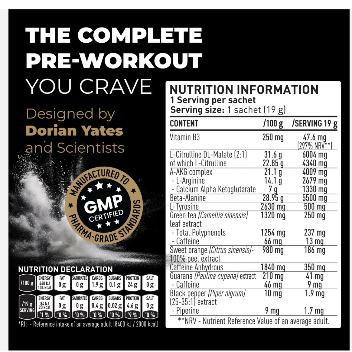 DY Nutrition Blood and Guts Pre Workout Sample 19g