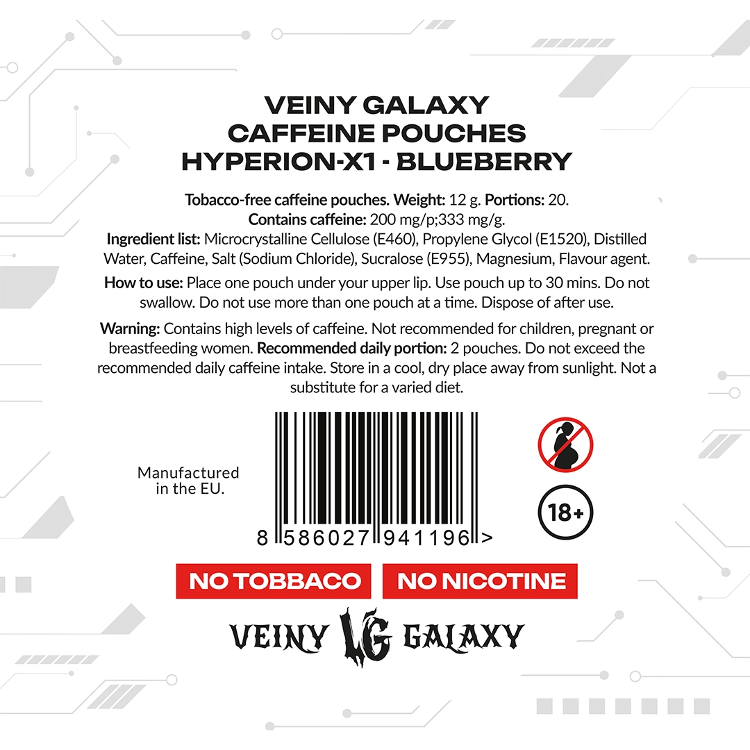 Veiny Galaxy Hyperion-X1 Caffeine Pouches 20 Portions