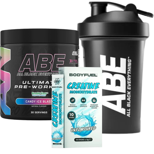 Applied Nutrition ABE Pre Workout  315g 30 Servings With Shaker Bottle & Free Creatine Sticks X 10