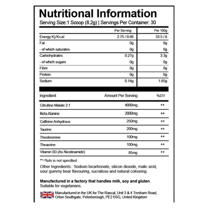The Rascal Pre Workout 30 Servings