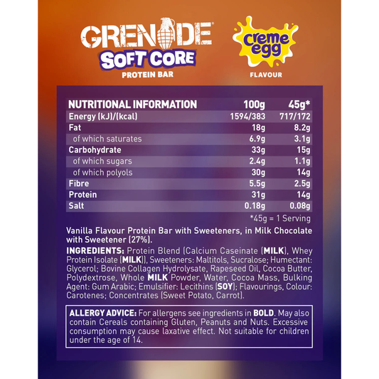 Grenade Soft Core Cream Egg Protein Bar 45g Single Bar