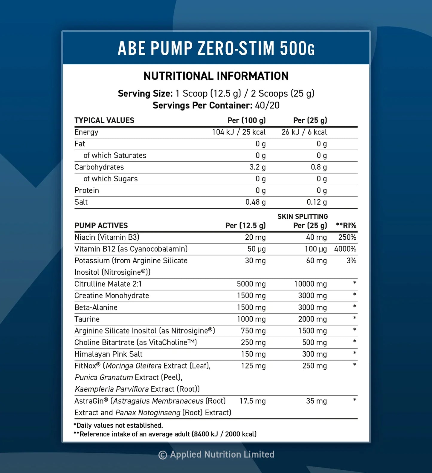 Applied Nutrition ABE Pump Non Stim Pre Workout With Free Amino Fuel Pineapple Millions 91g