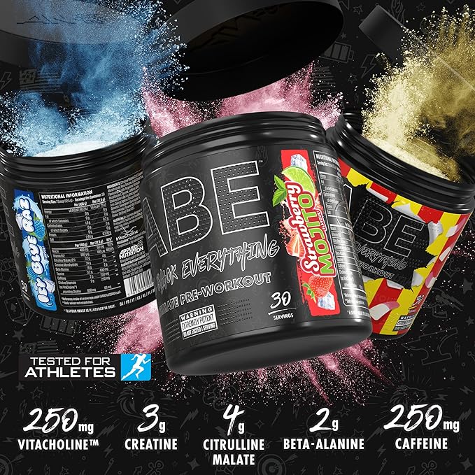 Applied Nutrition ABE Pre Workout  315g 30 Servings With Shaker Bottle & Free Creatine Sticks X 10