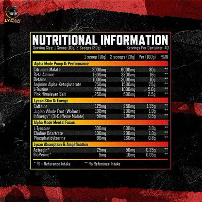 Lycan Labs Wolfsbane Pre Workout 400g 40 Servings