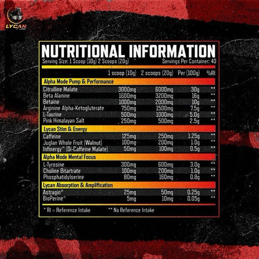 Lycan Labs Wolfsbane Pre Workout 400g 40 Servings