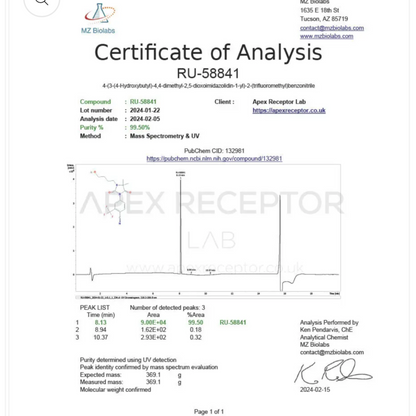 Apex Receptor RU58841 50mg/30ml Research Supplement