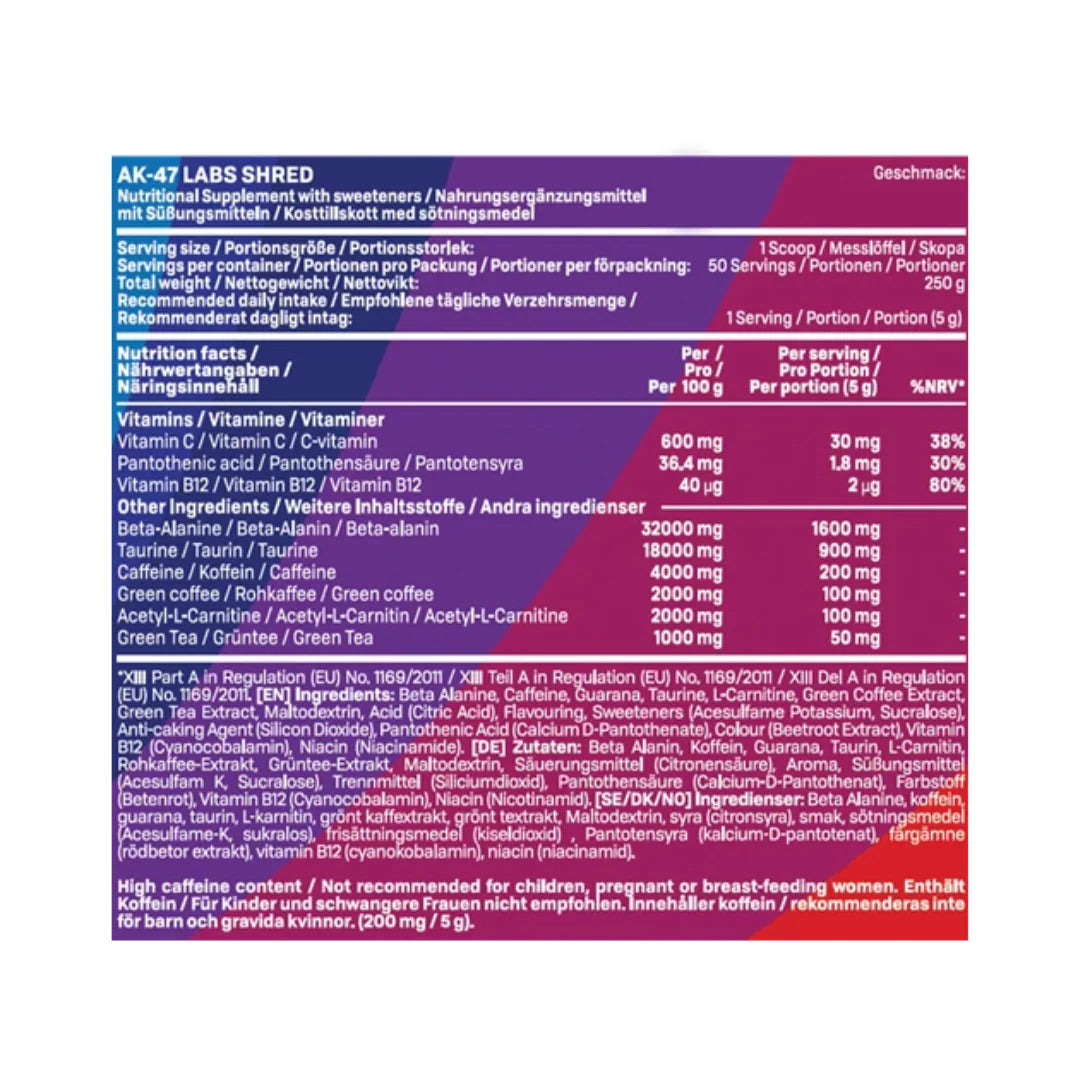 AK-47 Labs Shred Pre Workout 50 Servings