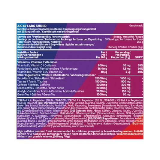 AK-47 Labs Shred Pre Workout 50 Servings