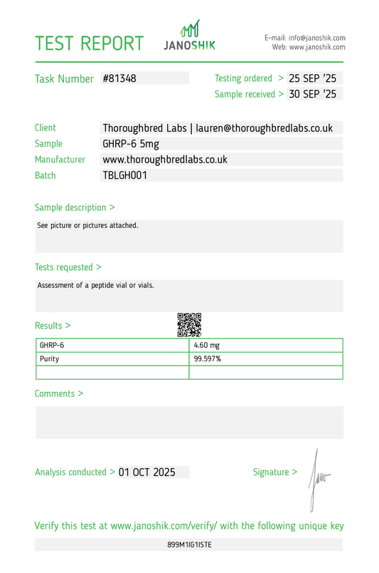 Thoroughbred Labs GHRP-6 5mg Vial