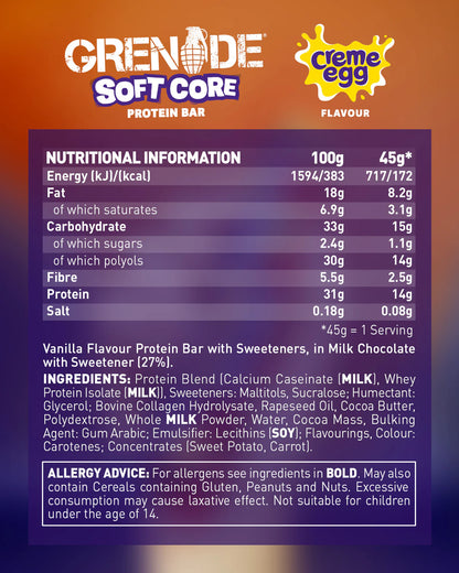 Grenade Soft Core Cream Egg Protein Bar 45g