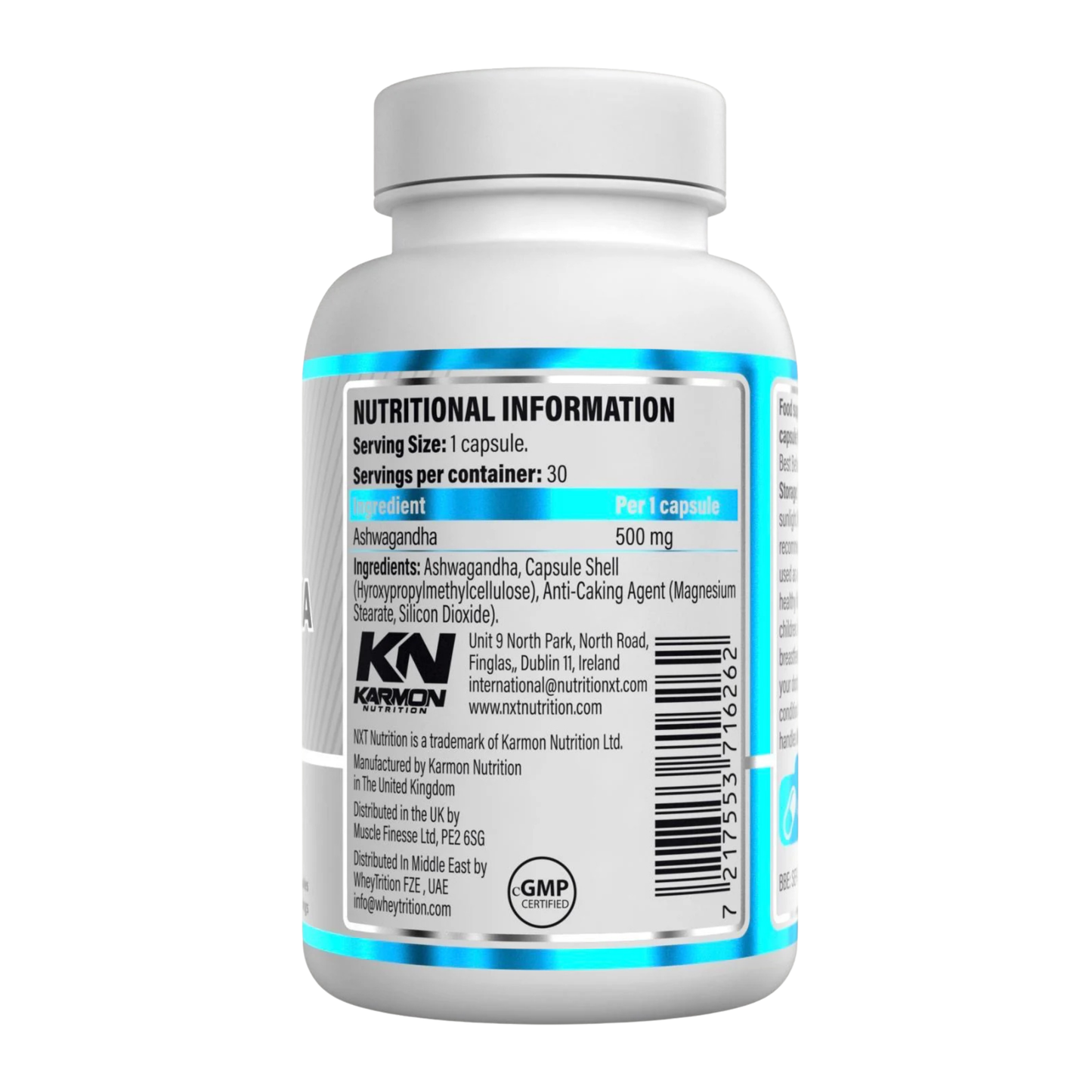 NXT Nutrition Ashwagandha Capsules 500mg 60 Capsules 30 Servings