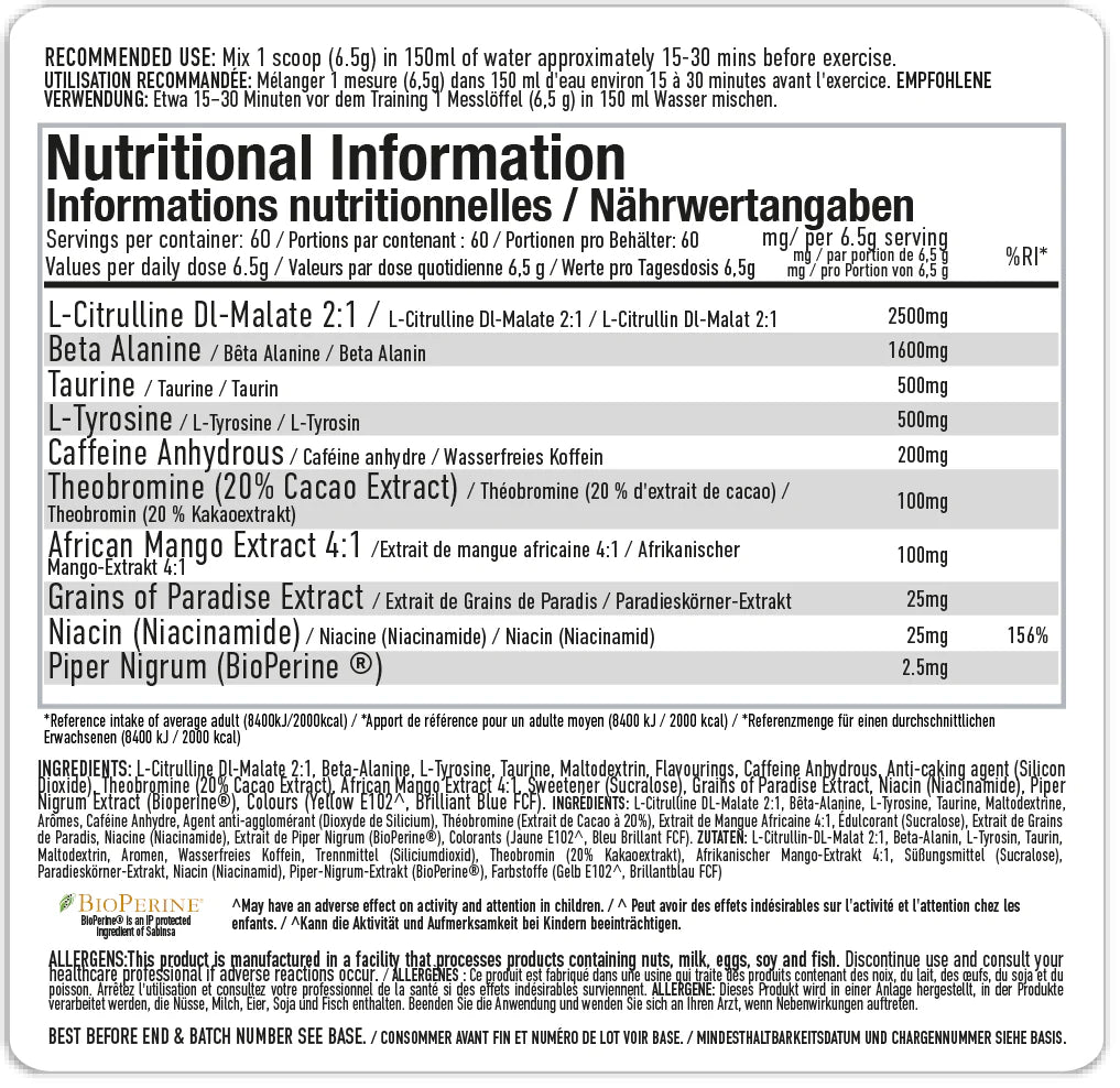 Per4m Energy Pre Workout 60 Servings l