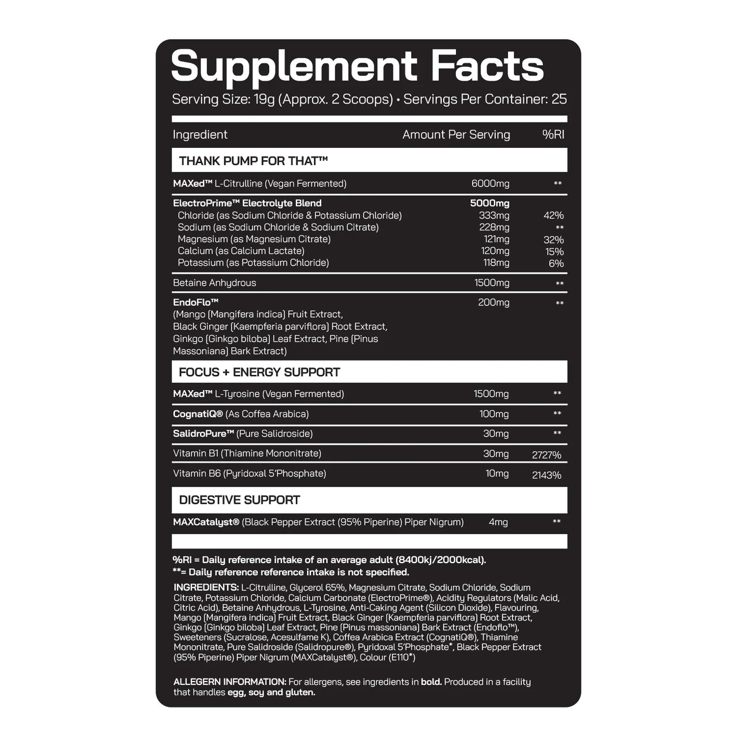 DNA Sports Thank Pump For That Non Stim Pre Workout 25 Servings