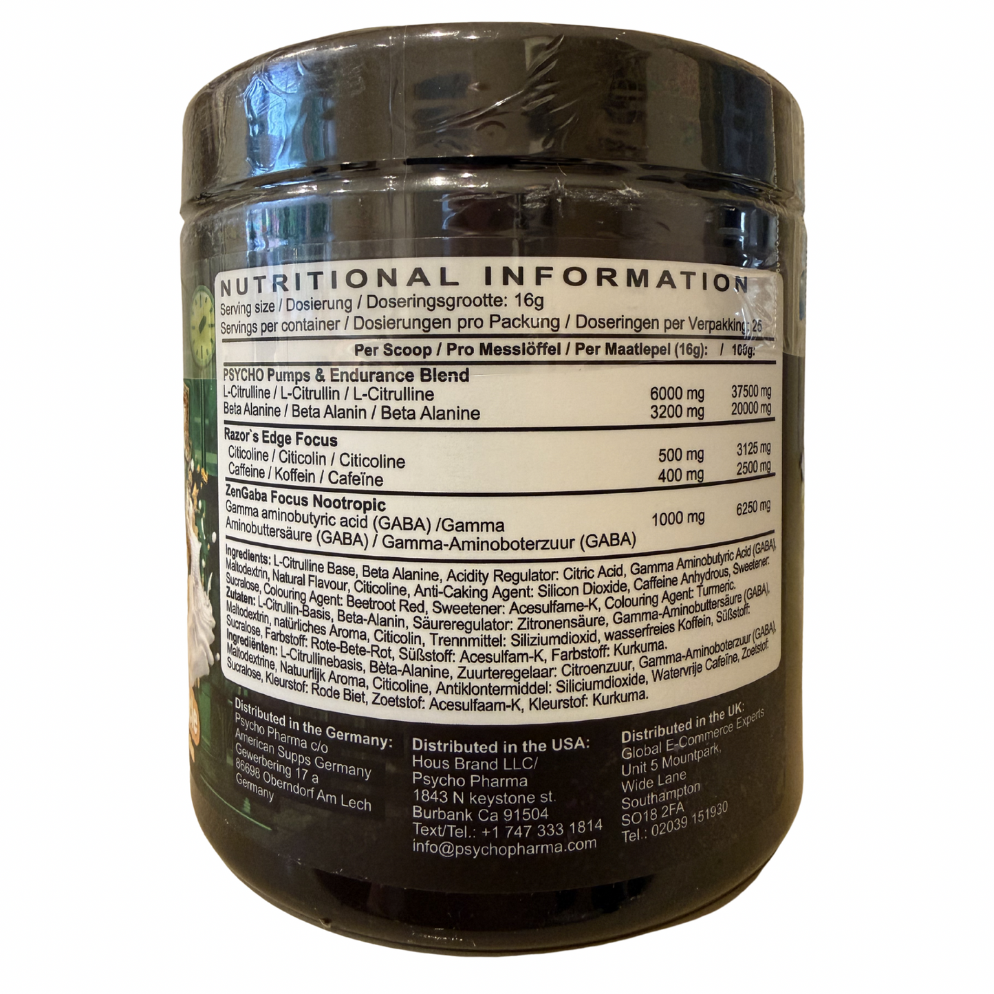 Psycho Pharma Edge Of Insanity Pre Workout 400g 25 Servings