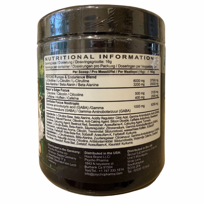 Psycho Pharma Edge Of Insanity Pre Workout 400g 25 Servings