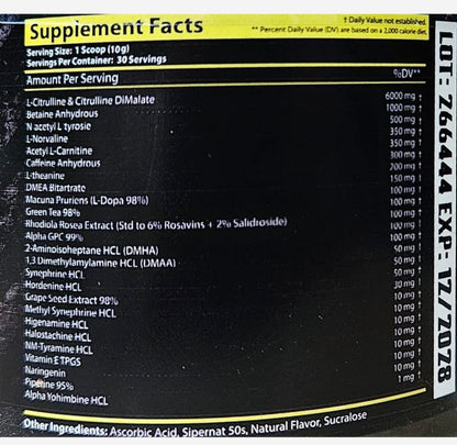 Nuclear Labs Revolt DMAA & DMHA Pre Workout 30 Servings (US Import)